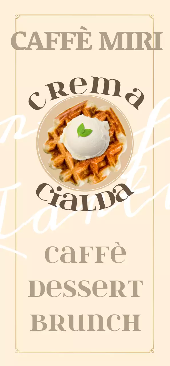 Banner di un caffè in corsivo con cialde, pane caldo e dessert.