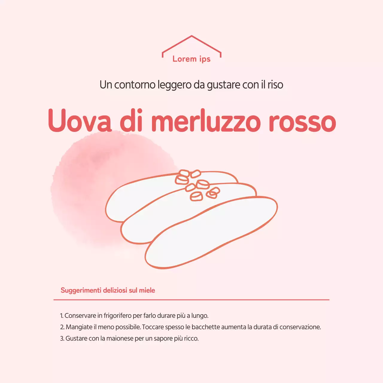 Adesivo quadrato con illustrazione rossa di una semplice salumeria