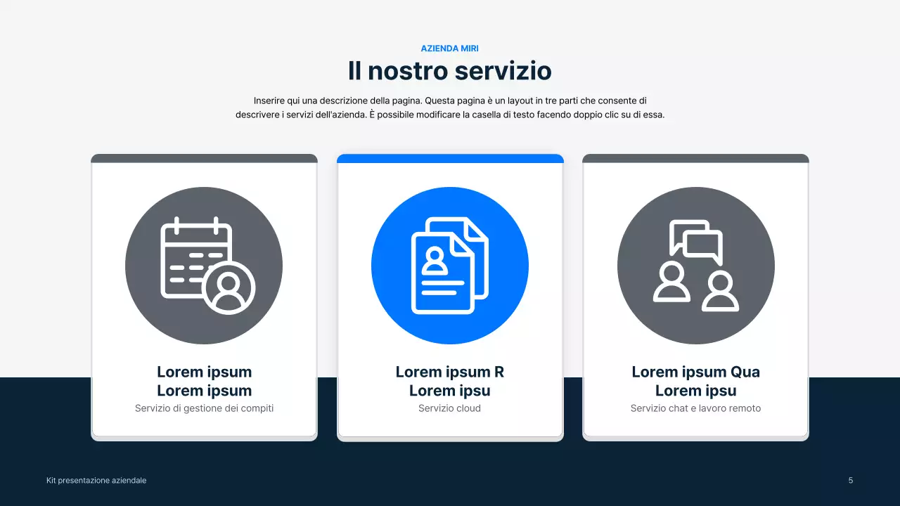 Materiali aziendali semplici in blu e grigio