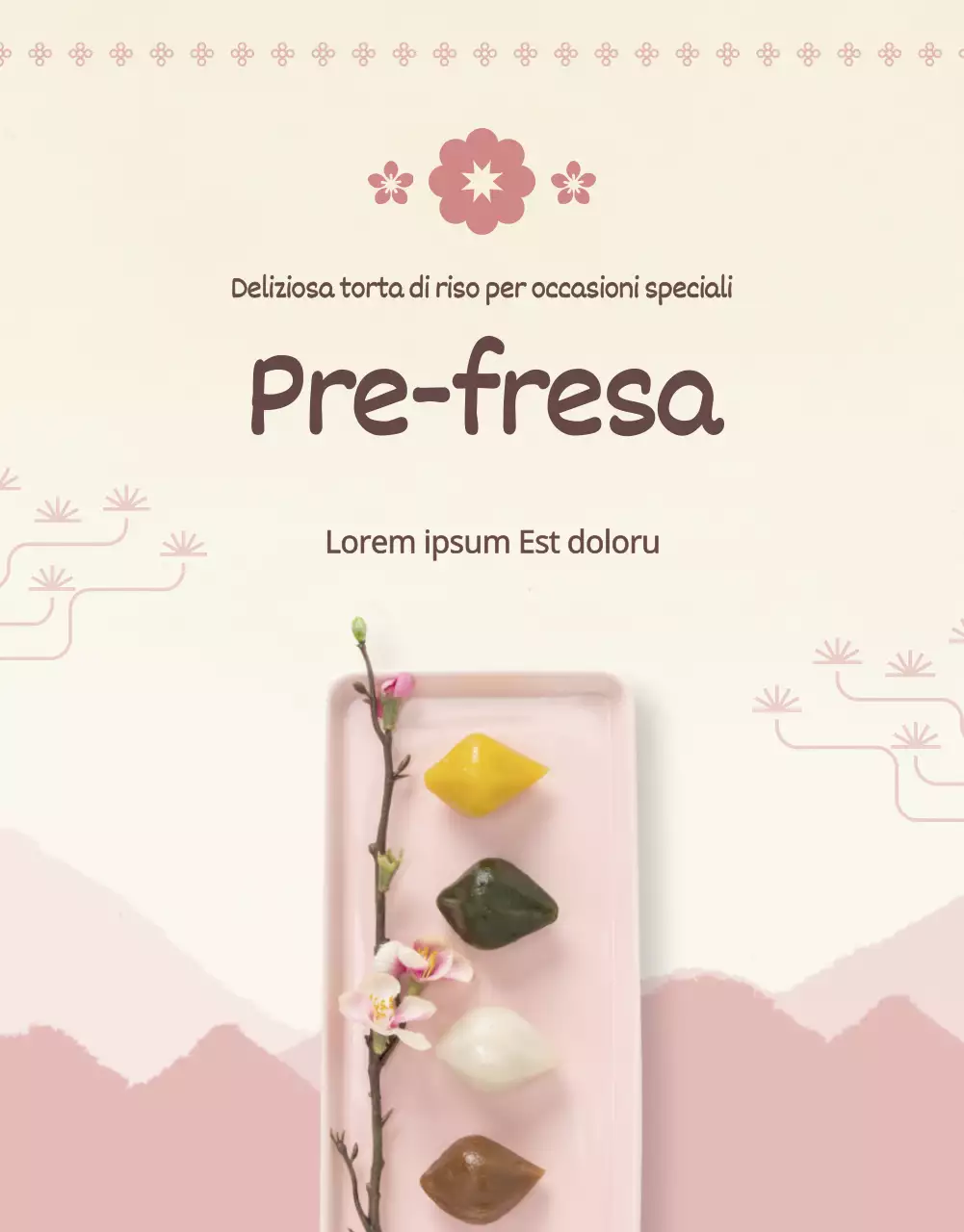 Torta di riso rosa tradizionale moderna pagina di dettaglio