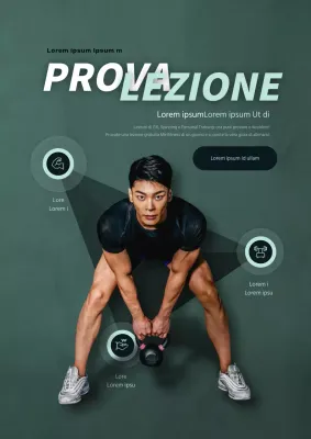 Promuovete una prova gratuita di fitness con una foto di un uomo verde che fa esercizio fisico