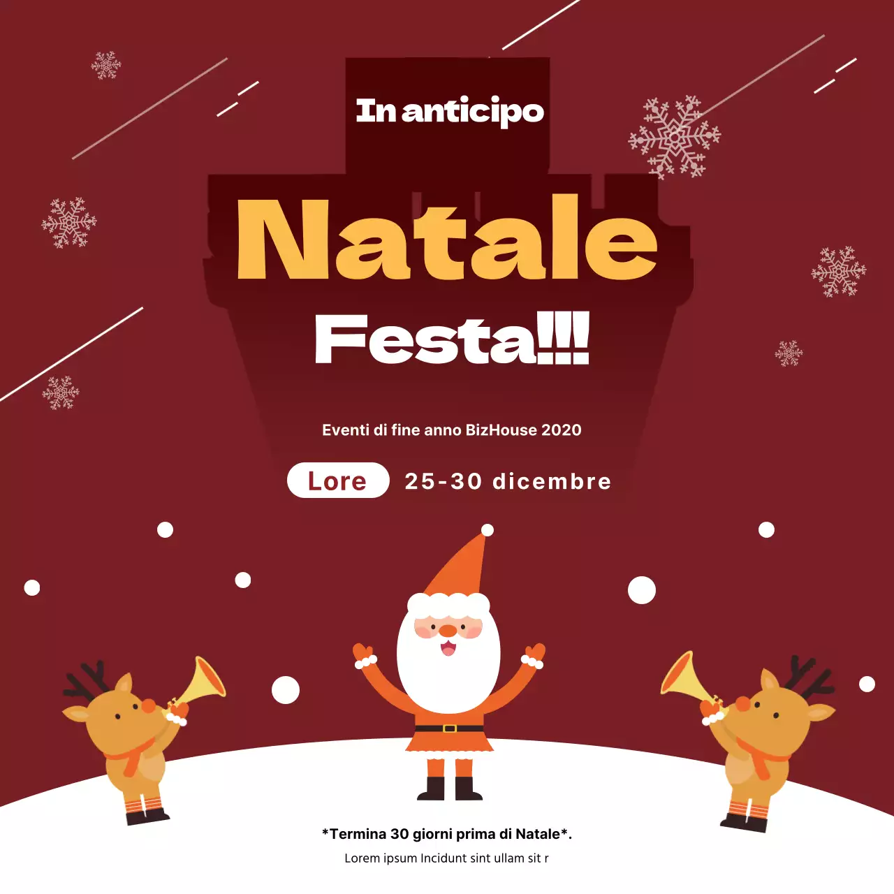 Illustrazione rossa Evento natalizio carino