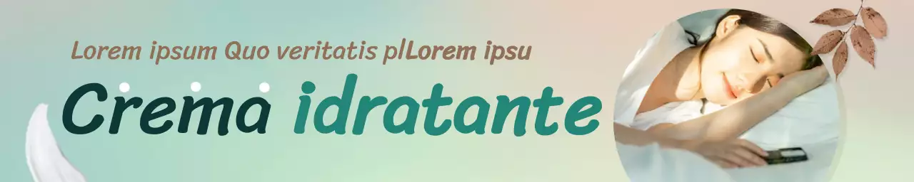 Banner promozionale in crema idratante autunnale per cosmetici, rettangolo orizzontale marrone e turchese