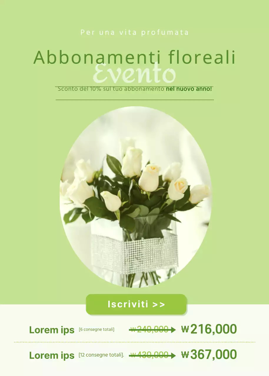 Popup di abbonamento a un evento con fiori verde lime
