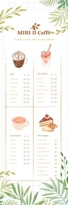 Foglie fresche caffè dessert menu illustrazione banner