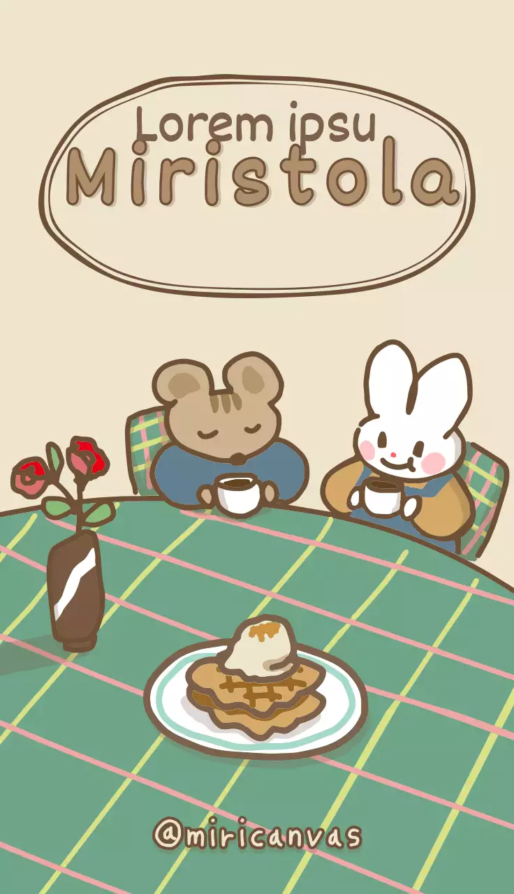 Un caffè con simpatiche illustrazioni in beige e marrone