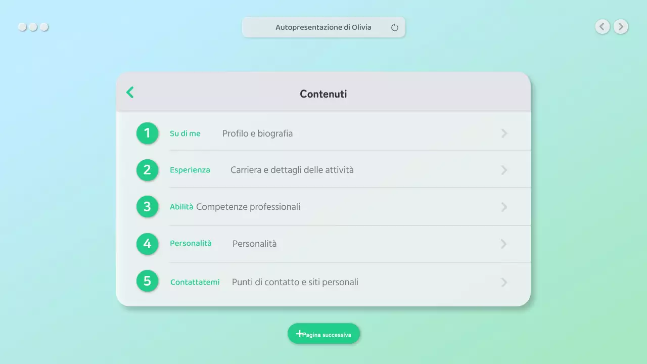 Un bio pulito con un concetto di interfaccia grafica verde