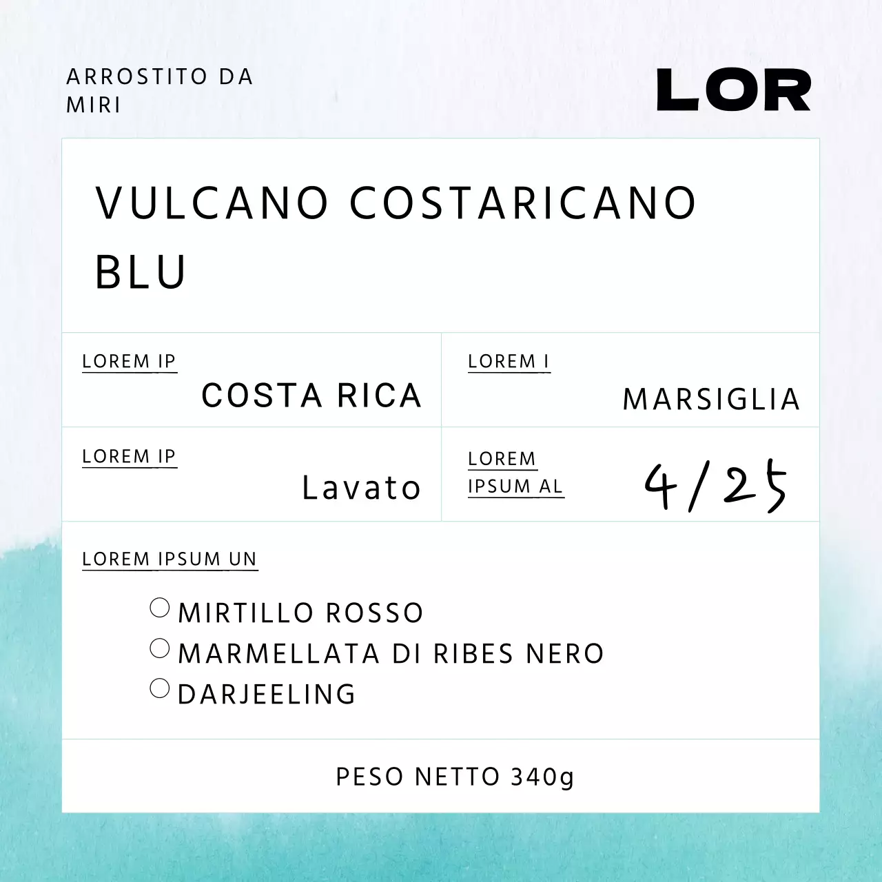 Etichette adesive per chicchi di caffè