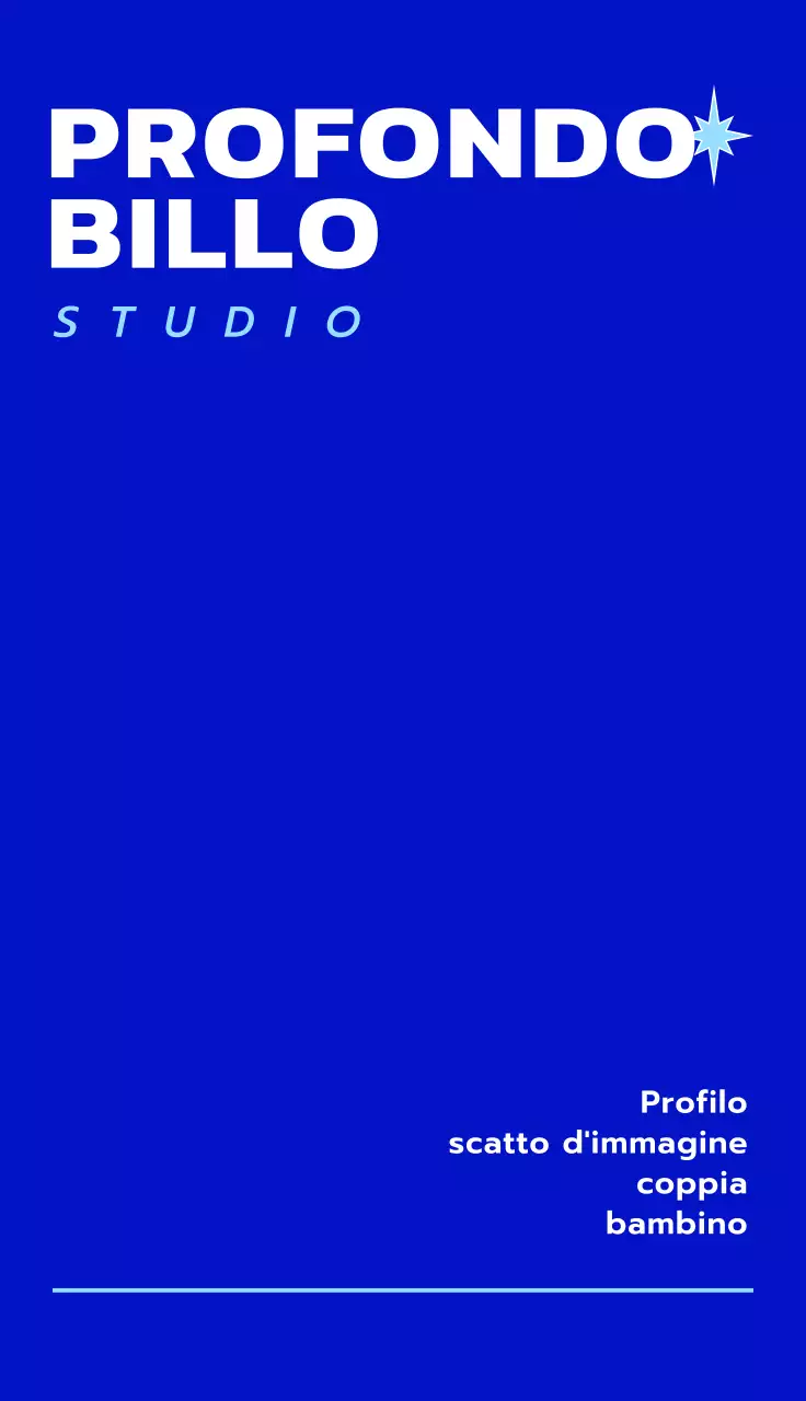 Design semplice e lineare per uno studio fotografico con illustrazioni bianche e blu chiaro