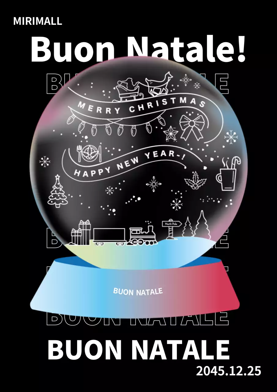 Poster natalizio nero Trendy Snowball Artwork