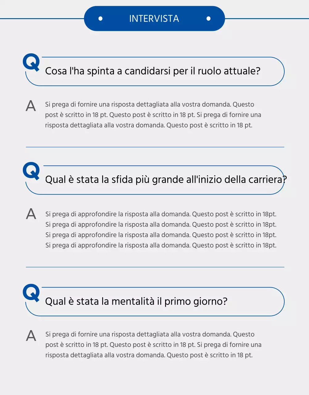 Pagina aziendale blu per le nuove assunzioni