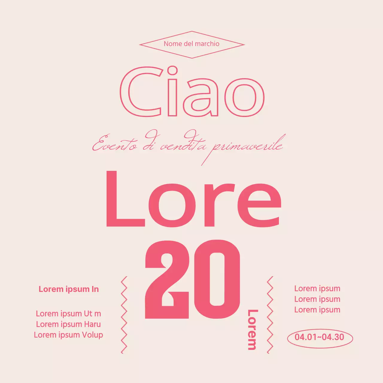 La scritta fotografica rosa mette in risalto una vendita vintage di primavera