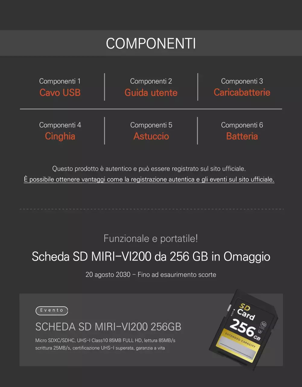 Pagina dei dettagli della fotocamera