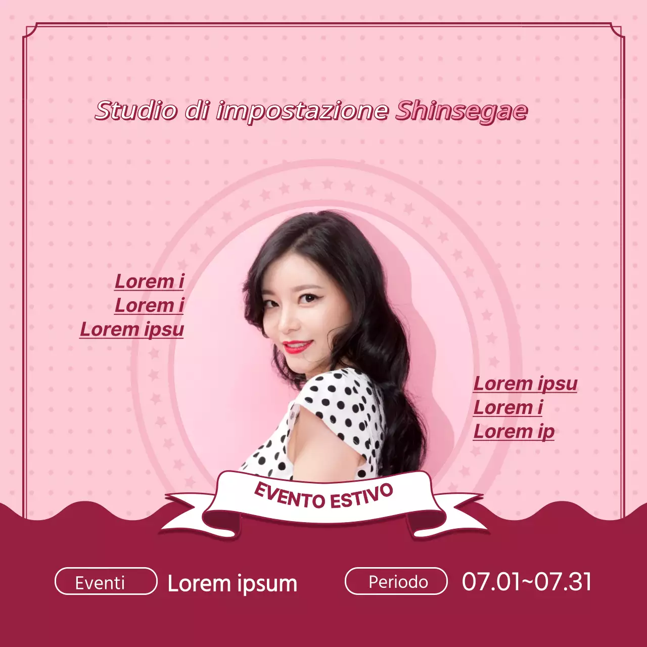 Evidenziare un'immagine rosa di ispirazione retrò per un evento di parrucchieri