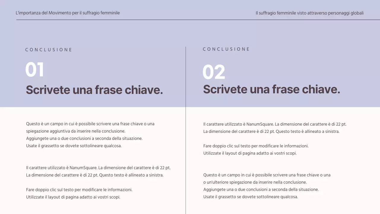  Presentazione di un concetto sommesso per un incarico di suffragio femminile globale