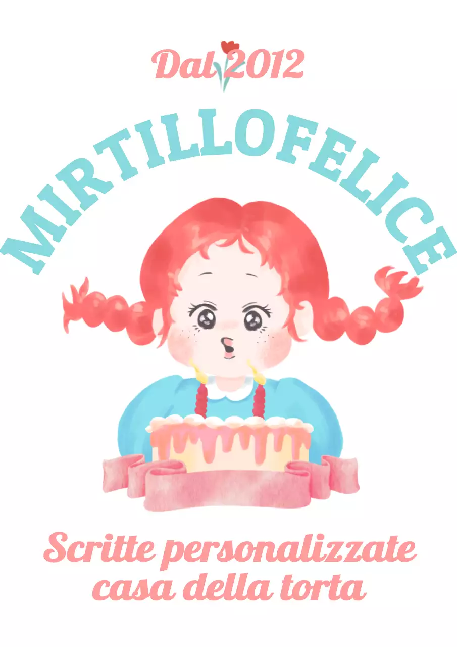 Concetto di disegno ad acquerello in azzurro e rosa per la promozione e l'insegna di una pasticceria artigianale.