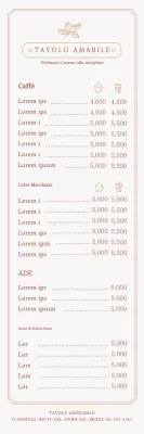 Una guida al menu del caffè con un concetto di cornice emozionale