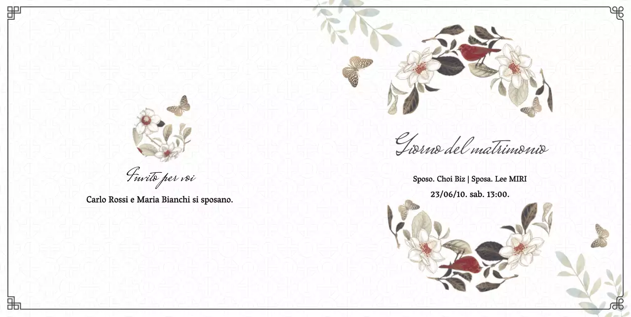 Partecipazioni di matrimonio tradizionali in bianco e rosso