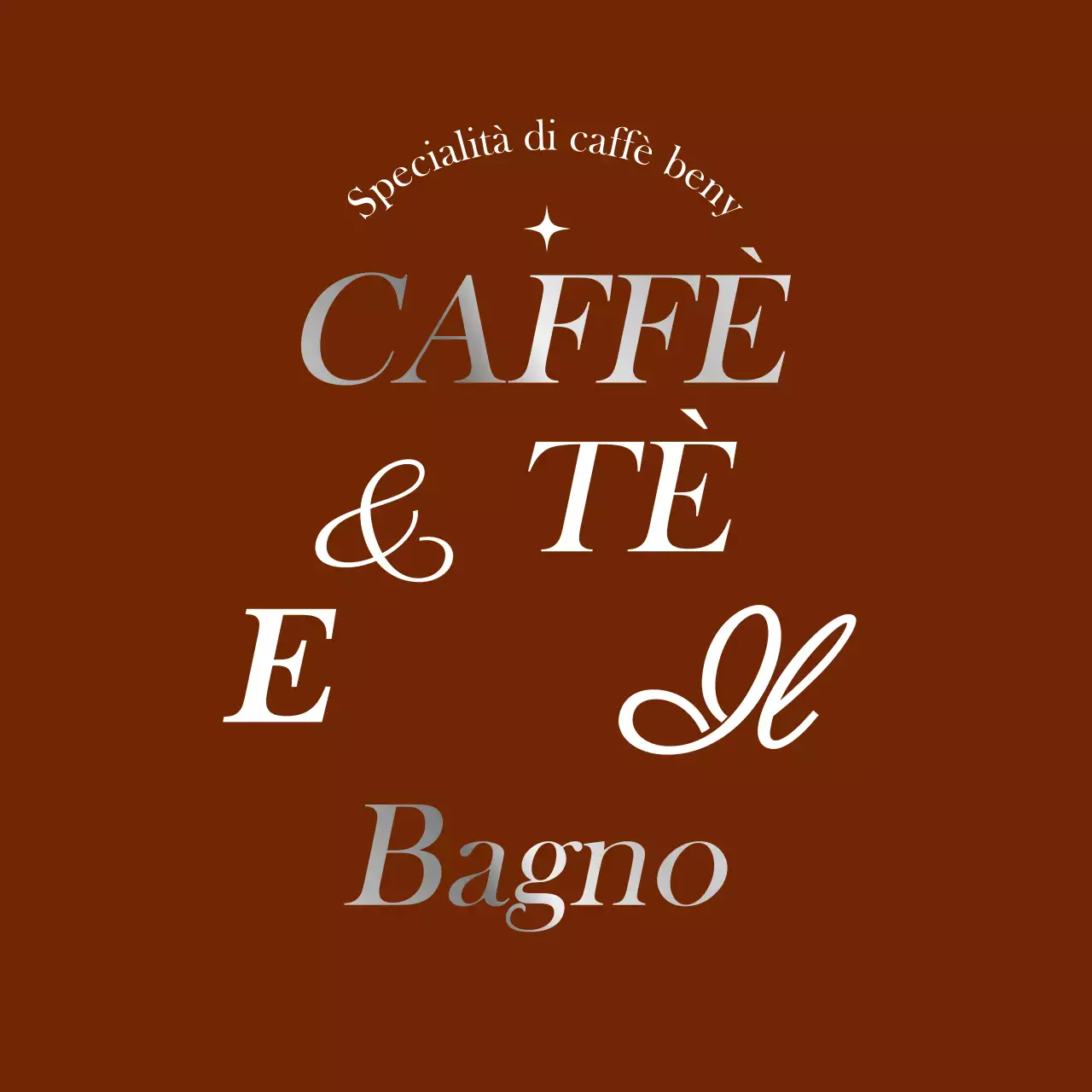 Scrittura sentimentale del caffè in marrone e argento