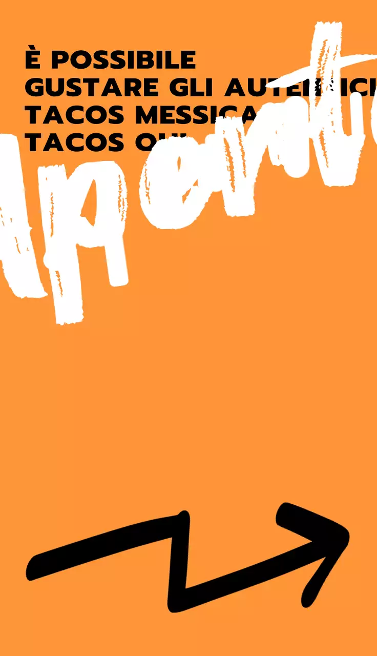 Design di un negozio di tacos con scritte bianche, gialle e nere