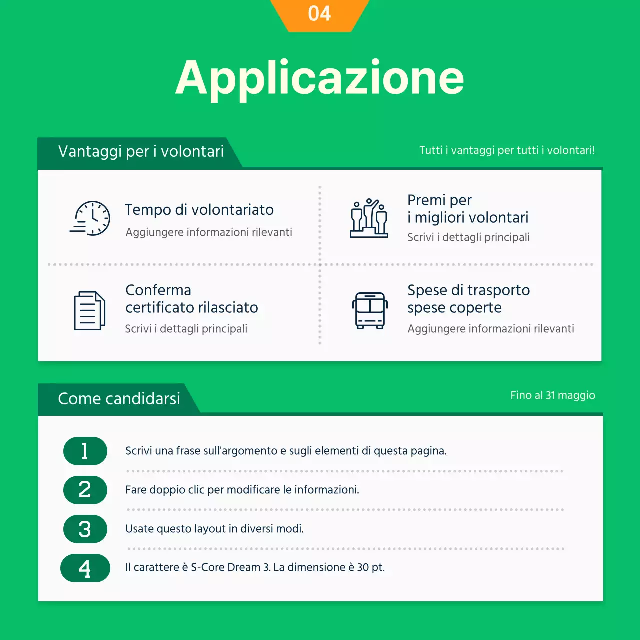 Concetto di illustrazione verde e arancione Reclutamento di studenti universitari volontari