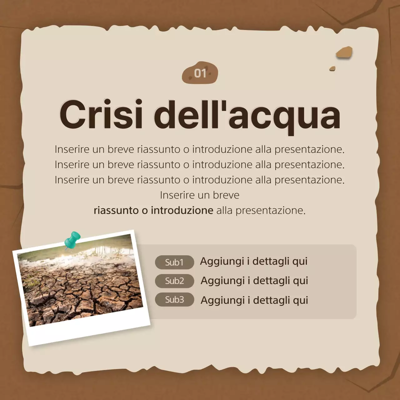 Siccità e conservazione dell'acqua nel concetto di terra screpolata marrone