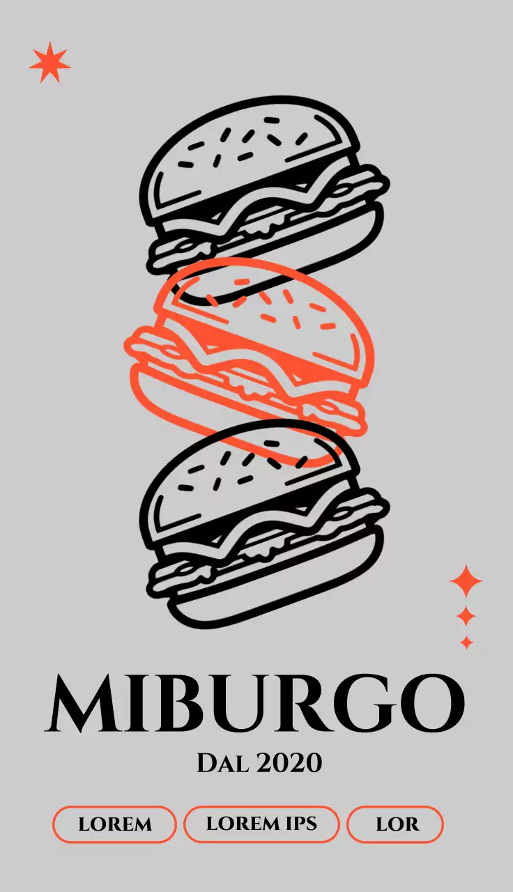 Promuovete un locale di hamburger di tendenza con un'illustrazione di hamburger in nero e rosso