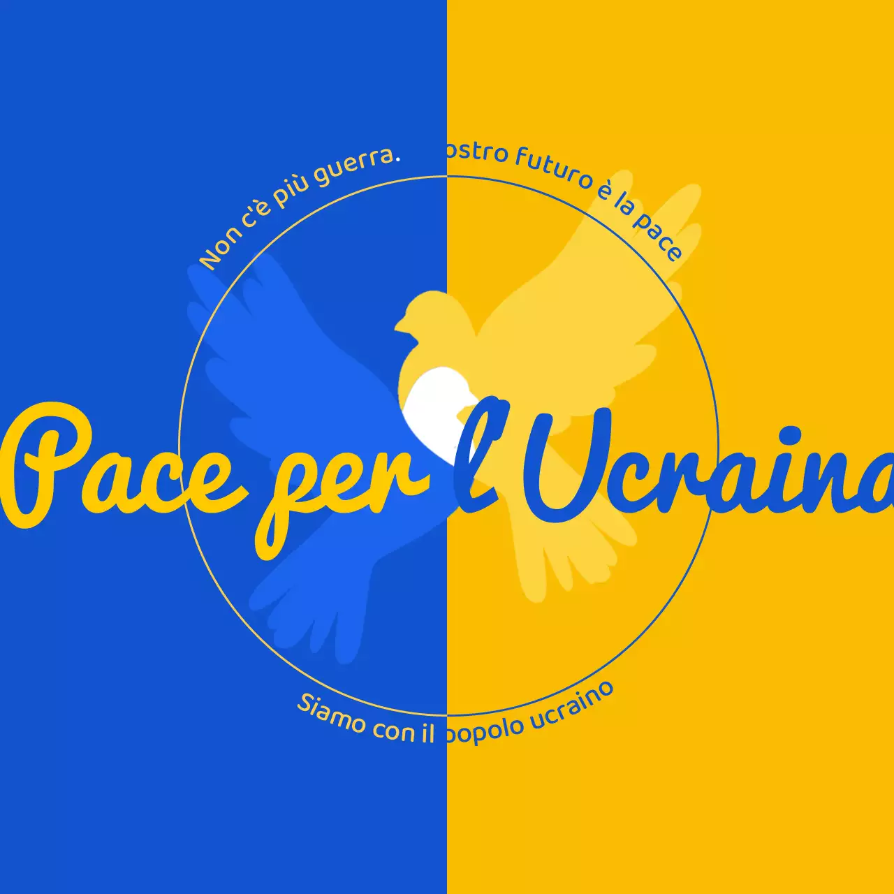Messaggi di guerra e di pace in blu e giallo