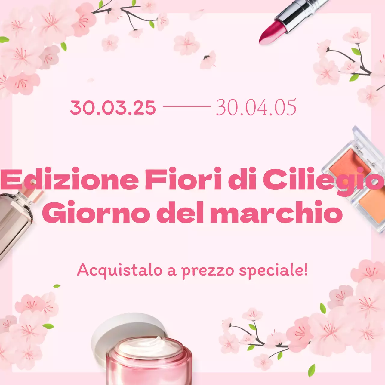 Cosmetics Cherry Blossom Edition Brand Day con un concetto di illustrazione di fiori di ciliegio rosa e rilassante