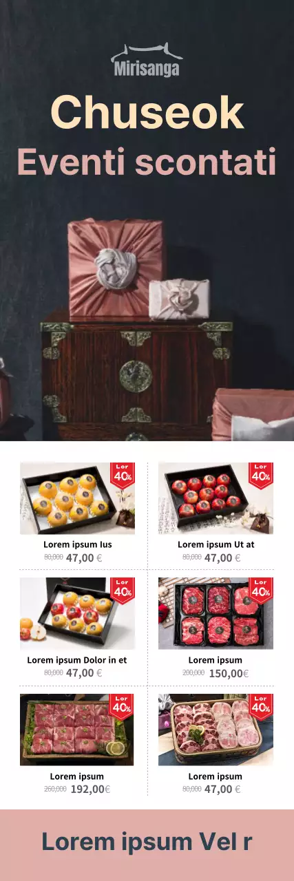 Offerte Chuseok con foto di set di regali avvolti nel furoshiki