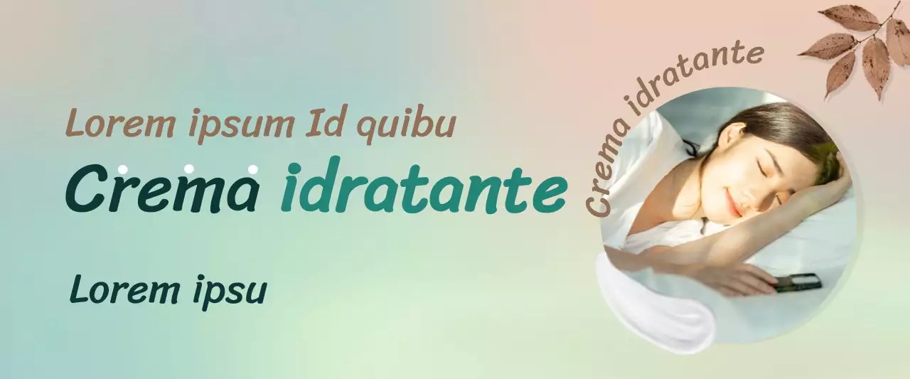 Banner promozionale in crema idratante autunnale per cosmetici, rettangolo orizzontale marrone e turchese