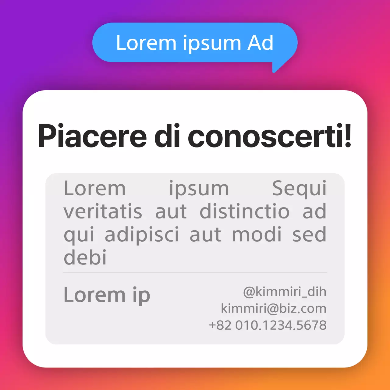 Biografia concettuale inanimata di Instagram in viola e arancione sfumato