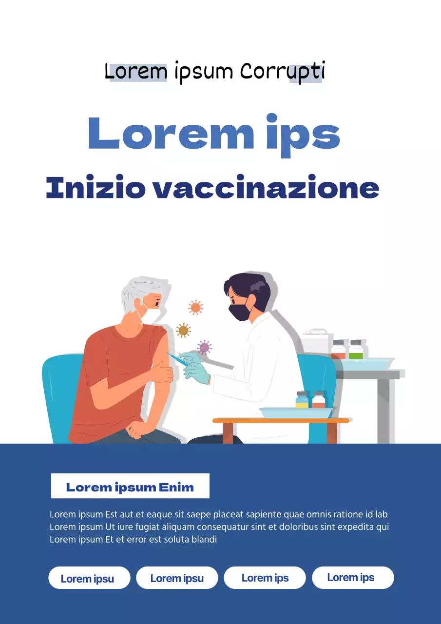 Volantino semplice e blu per la vaccinazione COVID-19