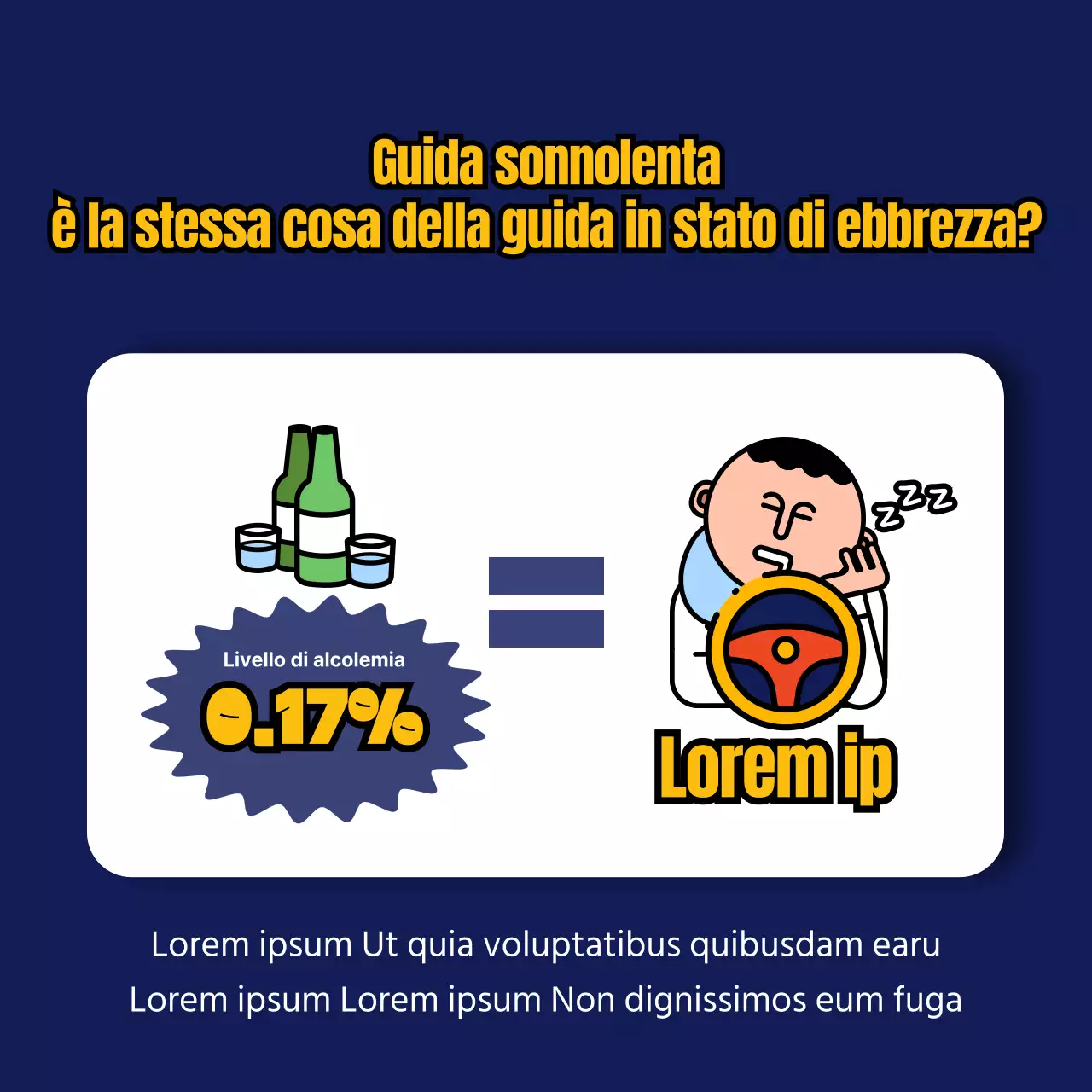 Avviso di guida sonnolenta con tema blu e giallo