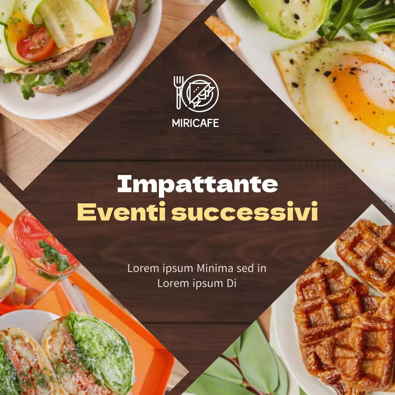 Un moderno brunch in marrone e giallo per rivedere e promuovere il vostro evento.