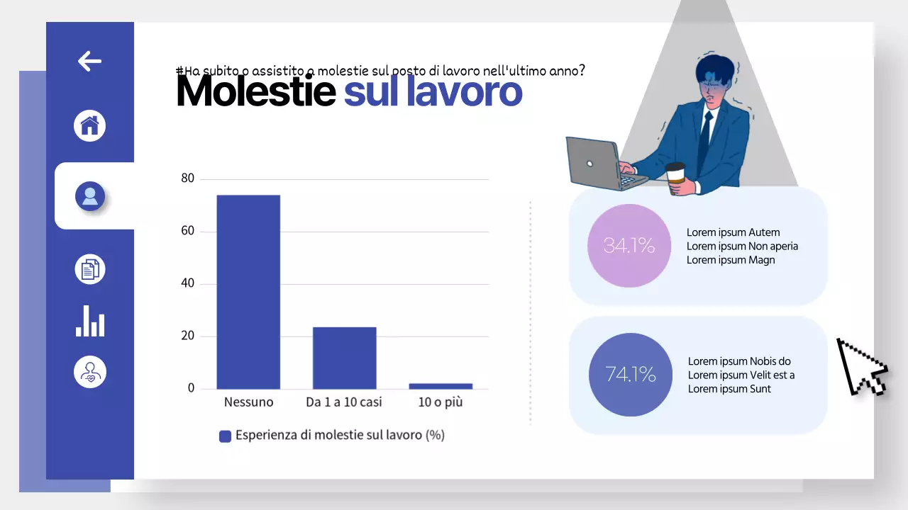 Formazione sulla prevenzione delle molestie sul luogo di lavoro in un tema di dashboard UI blu e pulito