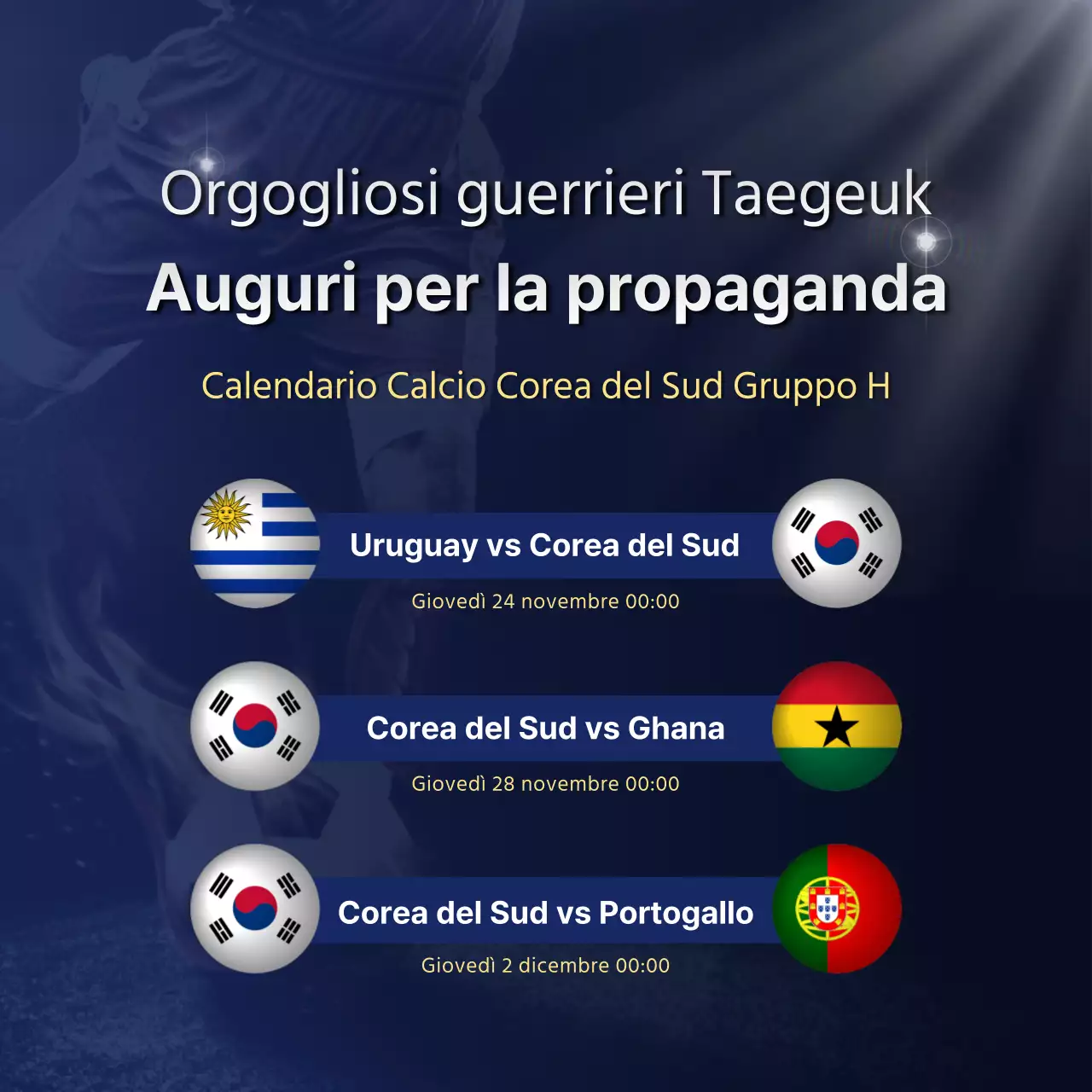 Contenuti del calendario calcistico con uno schema di colori blu dinamico