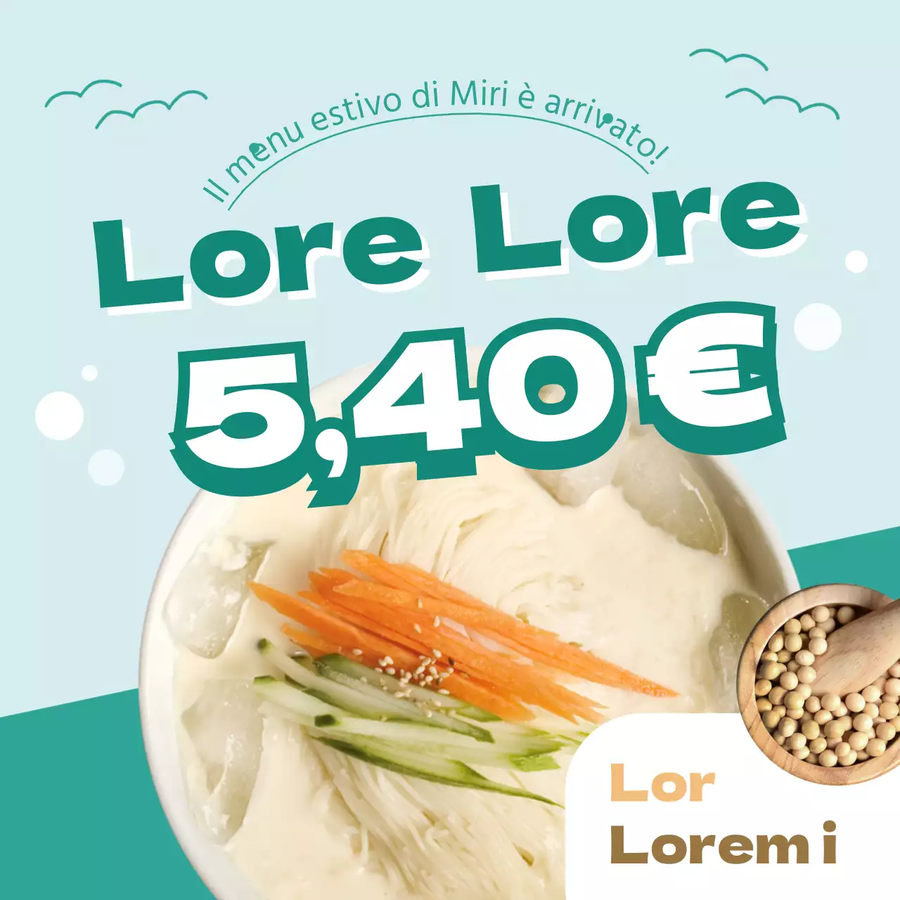 Evento di lancio della pasta di fagioli con sfondo turchese