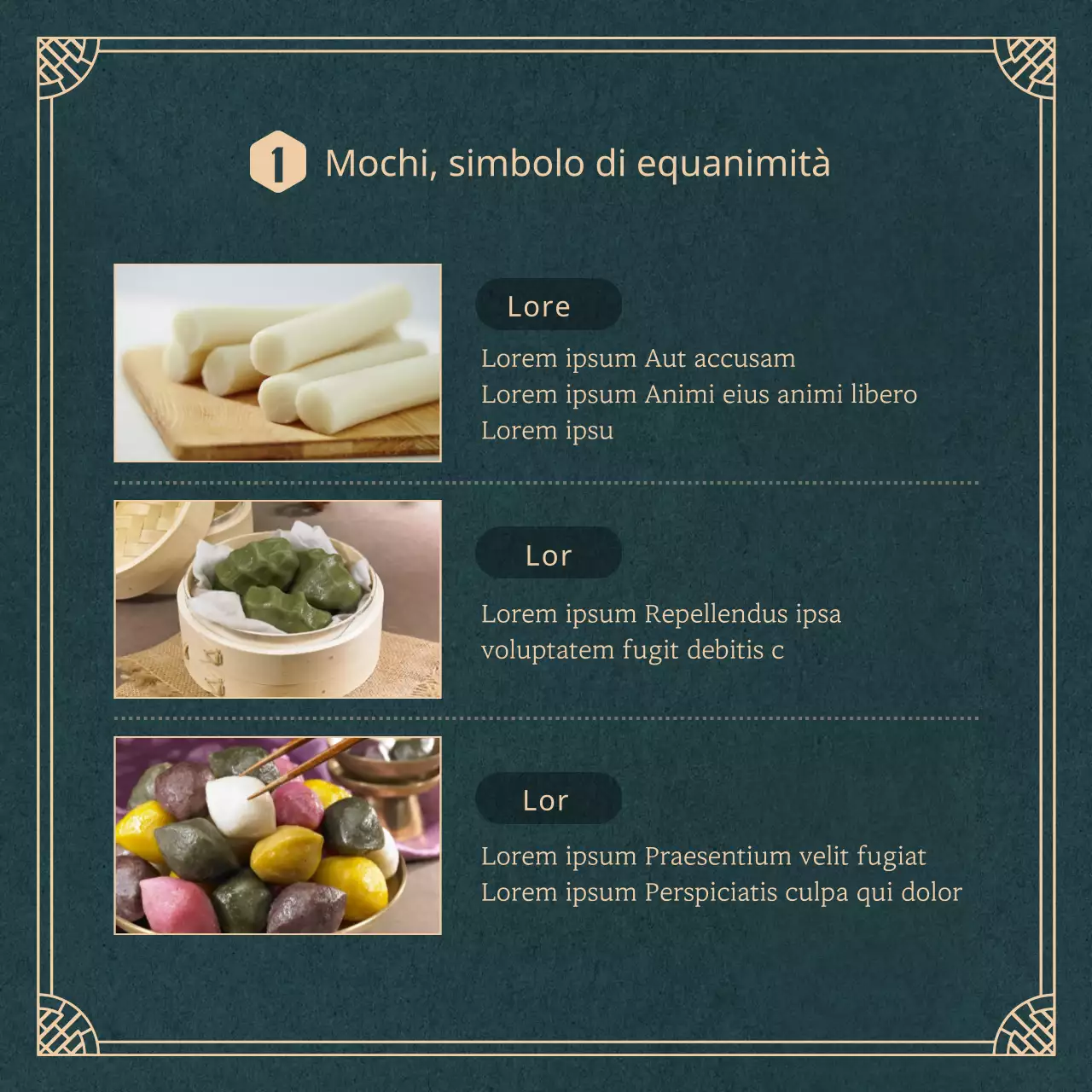 Torta di riso verde scuro significato cardNews design