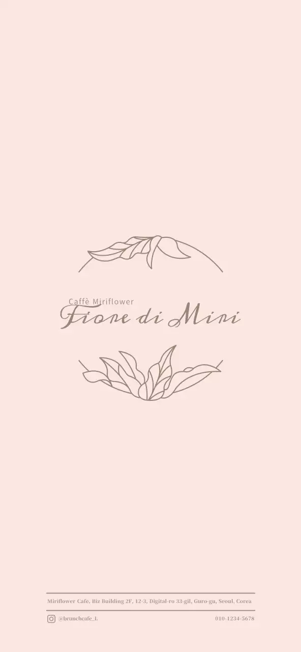 Prezzi del menu per un concept cafè con illustrazioni sentimentali in rosa chiaro e marrone.