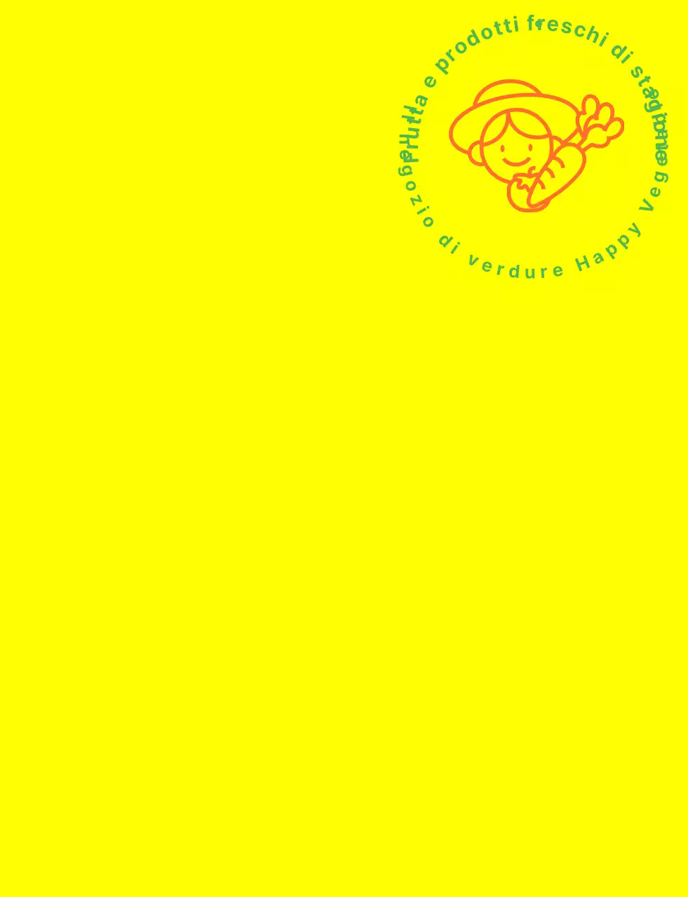 Gilet da negozio di verdure con semplice illustrazione di linee in giallo, verde e arancione