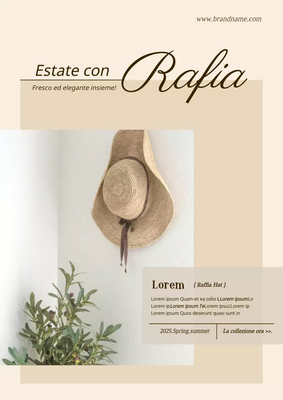 Cappello in rafia Lookbook in beige con evidenziazione fotografica