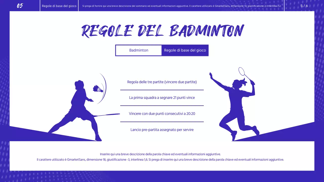 Lezione guidata di valutazione delle prestazioni fisiche del badminton blu e bianco