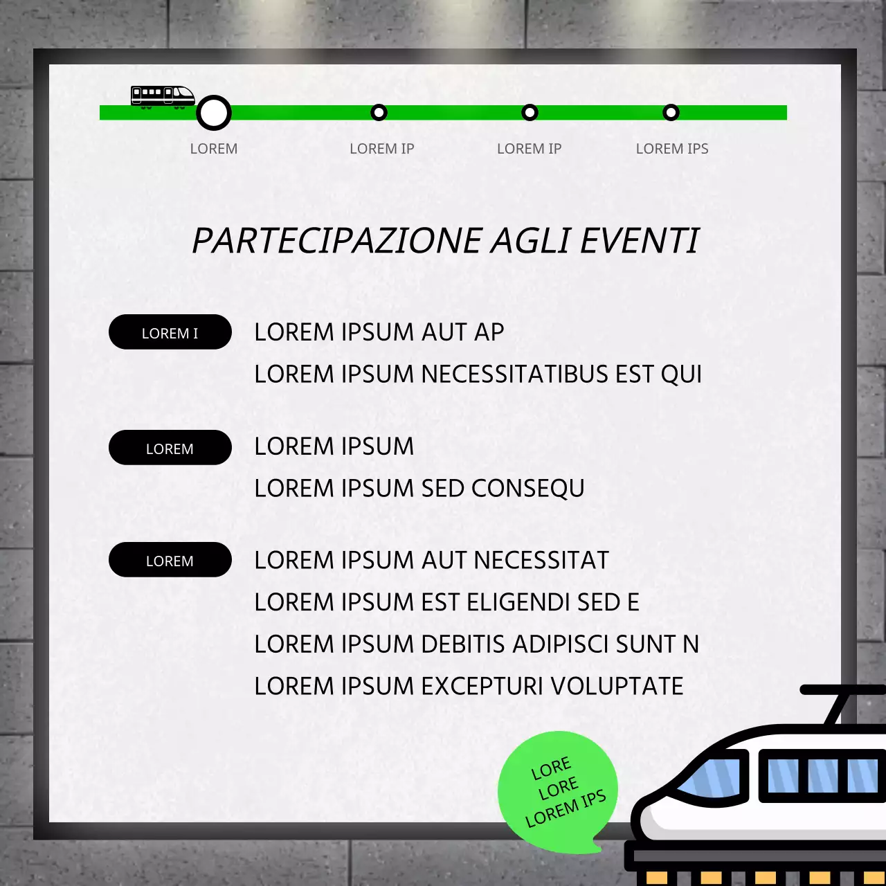 Foto evento della metropolitana con concetto di cartellone verde