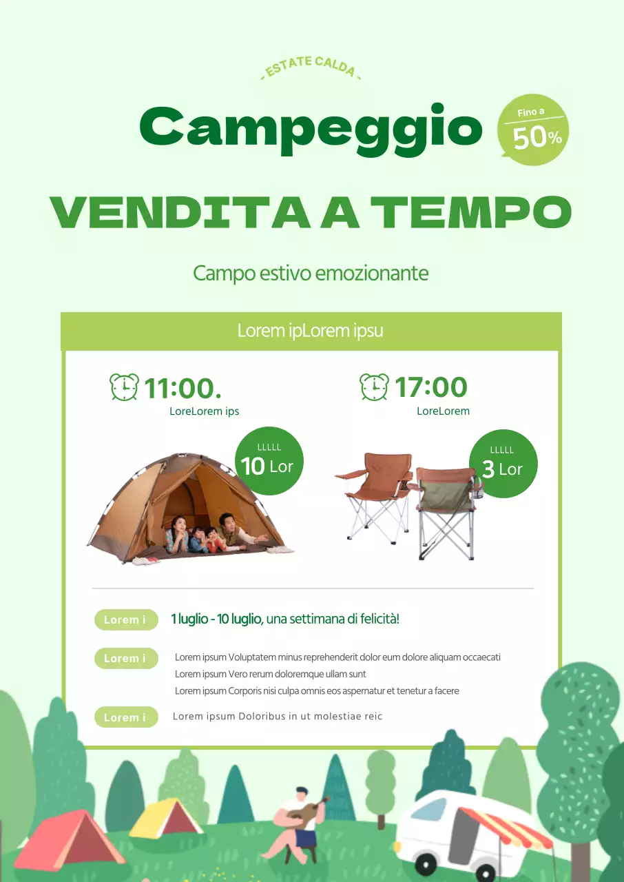 Poster verde lime da campeggio