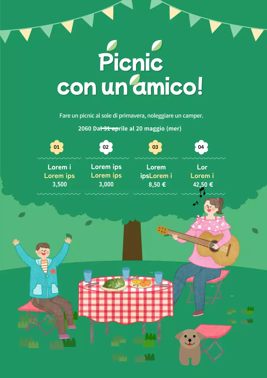Materiale promozionale per picnic verde e boschivo