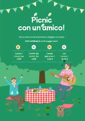 Materiale promozionale per picnic verde e boschivo