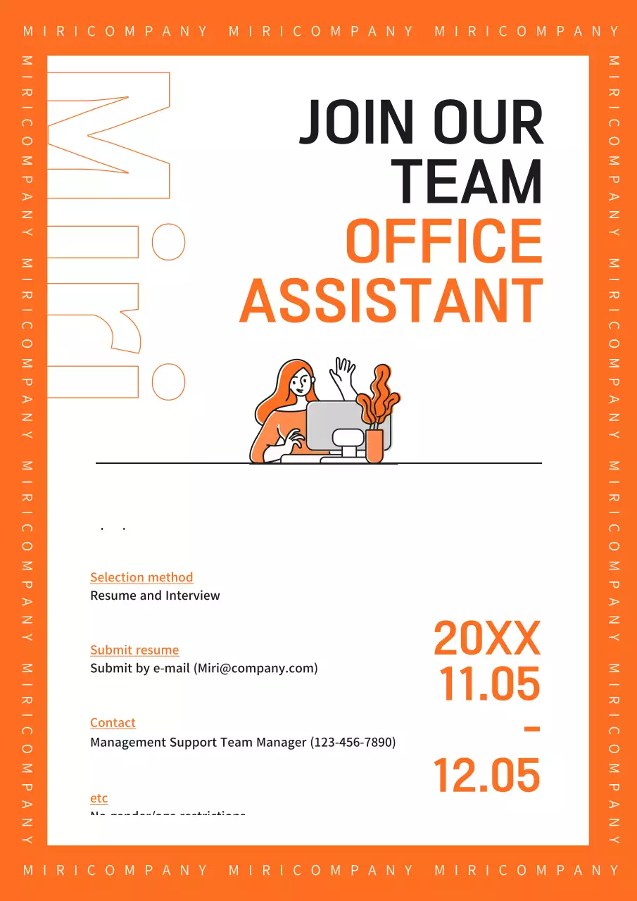 Orange Modern Job Posting Poster