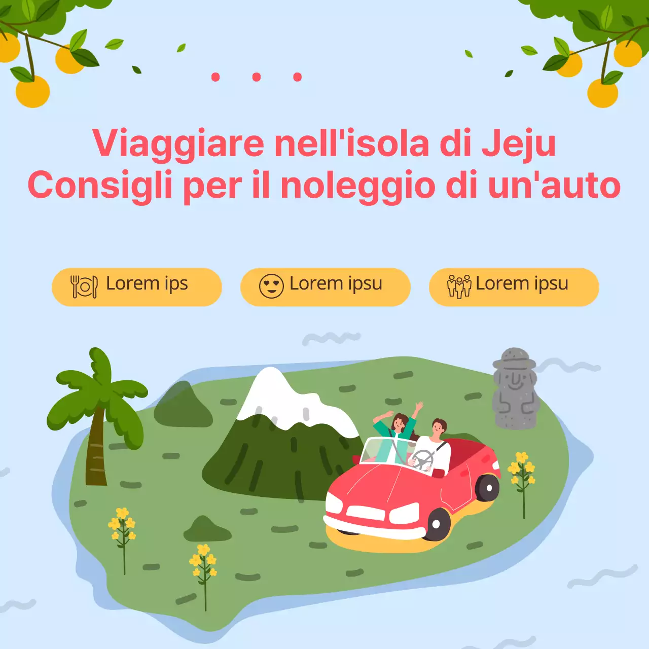 Consigli per noleggiare un'auto in un itinerario carino e illustrato dell'isola di Jeju
