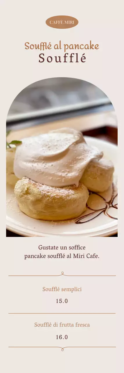 Un menu di dessert soufflé avorio e sentimentale